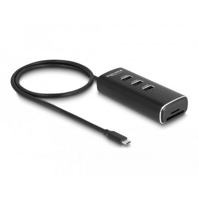 Hub Usb Type-C M To 3 Port Usb Type-A 10Gbps F &Amp; Card Reader Delock 64234