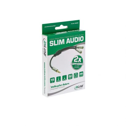 3,5Mm Stereo Headphone Splitter Cable 1 Χ 3.5Mm M To 2X F, 0.15Cm Intos S-99250