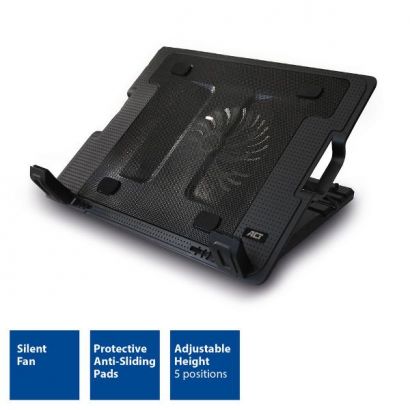 Notebook Cooling Stand 17&Quot; With Fan, 5 Positions Height Adjustable, 2-Port Hub Intronics AC8110