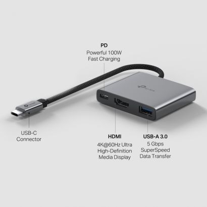 Docking Station Type-C to 4K HDMI, 1x USB 3..0 ,USB-C PD 100W UH3020C TP-Link