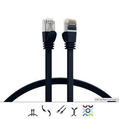 FTP 1m Cat6a Μαυρο FLAT K5545SW.1 EFB