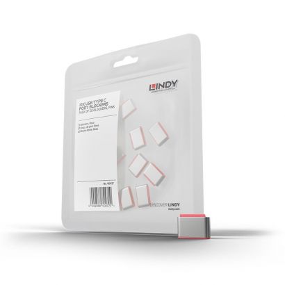 Port Blocker USB Type-C (without key) Pack of 10 Pink 40437 Lindy